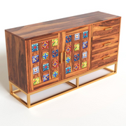 Quentovir Sheesham Wood Cabinet and Sideboard (Honey Finish)
