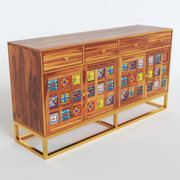 Penthris Sheesham Wood Cabinet and Sideboard (Honey Finish)