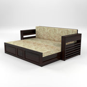 Devyash Sheesham Wood 3 Seater Sofa Bed With Storage (Walnut Finish)