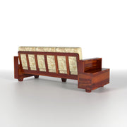 Jorvian Suede 5 Seater Solid Wood Sofa (Honey Finish)