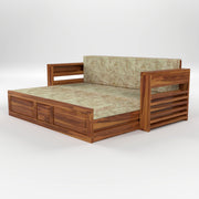 Devyash Sheesham Wood 3 Seater Sofa Bed With Storage (Teak Finish)