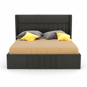 NATRAJ ART & CRAFT Solid Wood Queen Size Upholstered Bed with Box Storage | Luxury Double Bed Cot with Premium Cushioned High Headboard & Diamond Quilted Footboard | Modern Bedroom Furniture