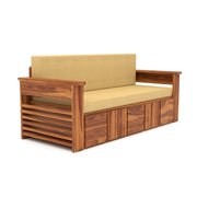 Aryavex Sheesham Wood 3 Seater Sofa Bed With Storage (Honey Finish)