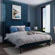 Lort Upholstered Queen Size Bed Without Storage (Blue)