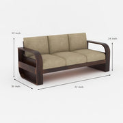 Curve 5 Seater Solid Wood Sofa (Walnut Finish)