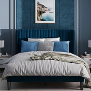 Lort Upholstered Queen Size Bed Without Storage (Blue)