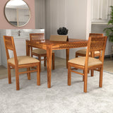 Selvian Sheesham Wood Dining Set 4 Seater (Honey Finish)