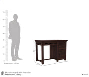 Calvithor Sheesham Wood Study Table with Pull Out Drawers and Cabinet (Walnut Finish)