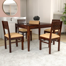 Selvian Sheesham Wood Dining Set 4 Seater (Walnut Finish)