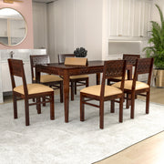 Selvian Sheesham Wood Dining Set 6 Seater (Walnut Finish)