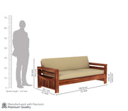 Jenthoris 3 Seater Solid Wood Sofa (Honey Finish)
