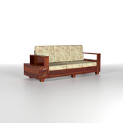 Jorvian Suede 5 Seater Solid Wood Sofa (Honey Finish)