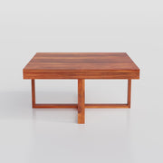 Solinvale Solid Sheesham Wood Coffee Table with 4 Cushioned Stools – Honey Finish