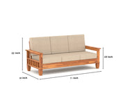 Fenwick 3 Seater Solid Wood Sofa (Honey Finish)