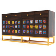 Penthris Sheesham Wood Cabinet and Sideboard (Walnut Finish)