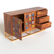 Quentovir Sheesham Wood Cabinet and Sideboard (Honey Finish)