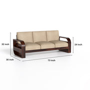 Curve 7 Seater Solid Wood Sofa (Walnut Finish)