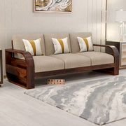 Curve 3 Seater Solid Wood Sofa (Walnut Finish)