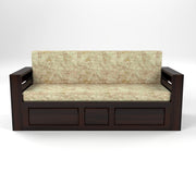 Devyash Sheesham Wood 3 Seater Sofa Bed With Storage (Walnut Finish)