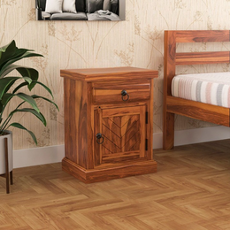Trivex Sheesham Wood Bedside Table (Honey Finish)