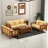 Outer 7 Seater Solid Wood Sofa (Honey Finish)