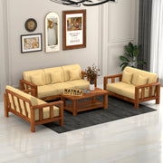 Outer 7 Seater Solid Wood Sofa (Honey Finish)