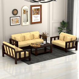 Outer 7 Seater Solid Wood Sofa (Walnut Finish)