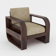 Curve 5 Seater Solid Wood Sofa (Walnut Finish)