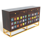 Penthris Sheesham Wood Cabinet and Sideboard (Walnut Finish)
