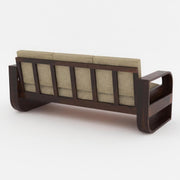 Curve 5 Seater Solid Wood Sofa (Walnut Finish)