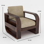 Curve 5 Seater Solid Wood Sofa (Walnut Finish)