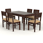Selvian Sheesham Wood Dining Set 6 Seater (Walnut Finish)