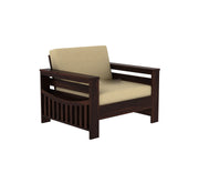 Jenthoris 5 Seater Solid Wood Sofa (Walnut Finish)