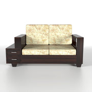 Jorvian Suede 6 Seater Solid Wood Sofa (Walnut Finish)