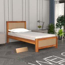 Hextorin Sheesham Wood Single Size Bed (Honey Finish)