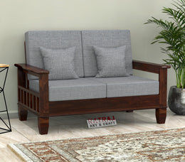 Fenwick 2 Seater Solid Wood Sofa (Walnut Finish)