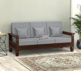 Fenwick 3 Seater Solid Wood Sofa (Walnut Finish)