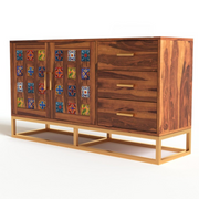 Quentovir Sheesham Wood Cabinet and Sideboard (Honey Finish)