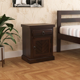 Trivex Sheesham Wood Bedside Table (Walnut Finish)