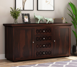Olythian Sheesham Wood Cabinet and Sideboard (Walnut Finish)