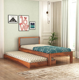 Wyndor Sheesham Wood Trundle Bed (Honey Finish)