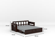 Karmith Sheesham Wood 3 Seater Sofa Bed With Storage (Walnut Finish)