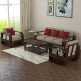Curve 5 Seater Solid Wood Sofa (Walnut Finish)
