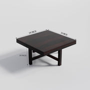 Solinvale Solid Sheesham Wood Coffee Table with 4 Cushioned Stools – Walnut Finish