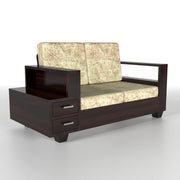 Jorvian Suede 6 Seater Solid Wood Sofa (Walnut Finish)