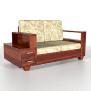 Jorvian Suede 6 Seater Solid Wood Sofa (Honey Finish)