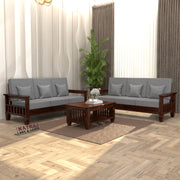 Fenwick 3+3 Seater Solid Wood Sofa (Walnut Finish)