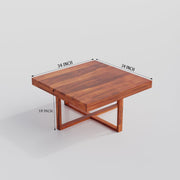 Ashivale Solid Sheesham Wood Coffee Table with 4 Cushioned Stools – Honey Finish