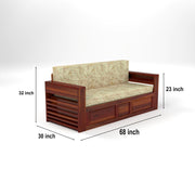 Devyash Sheesham Wood 3 Seater Sofa Bed With Storage (Honey Finish)