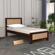 Hextorin Sheesham Wood Single Size Bed (Honey Finish)